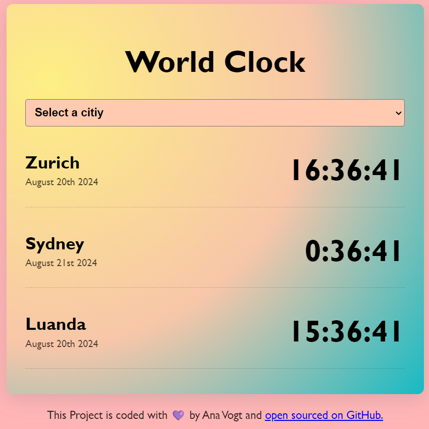 Worldclock project preview